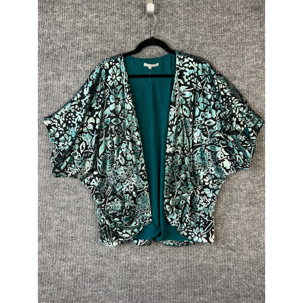 Teal Burnout Velvet Kimono Large Whimsigoth Fairycore Boho Floral Cardigan